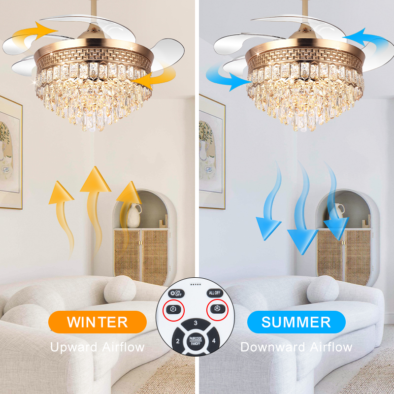 Y120 Luxury Bedroom Crystal Chandelier Ceiling Led Fan Light Luxury Ceiling Fan Led with Light Chandelier Ceiling Light and Fan