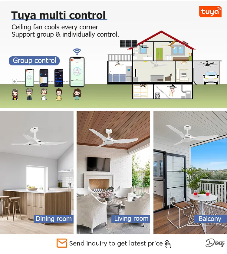 Ceiling Fan Home 52 Inches Plastic Blades White Color Smart Remote Control DC Ceiling Fan