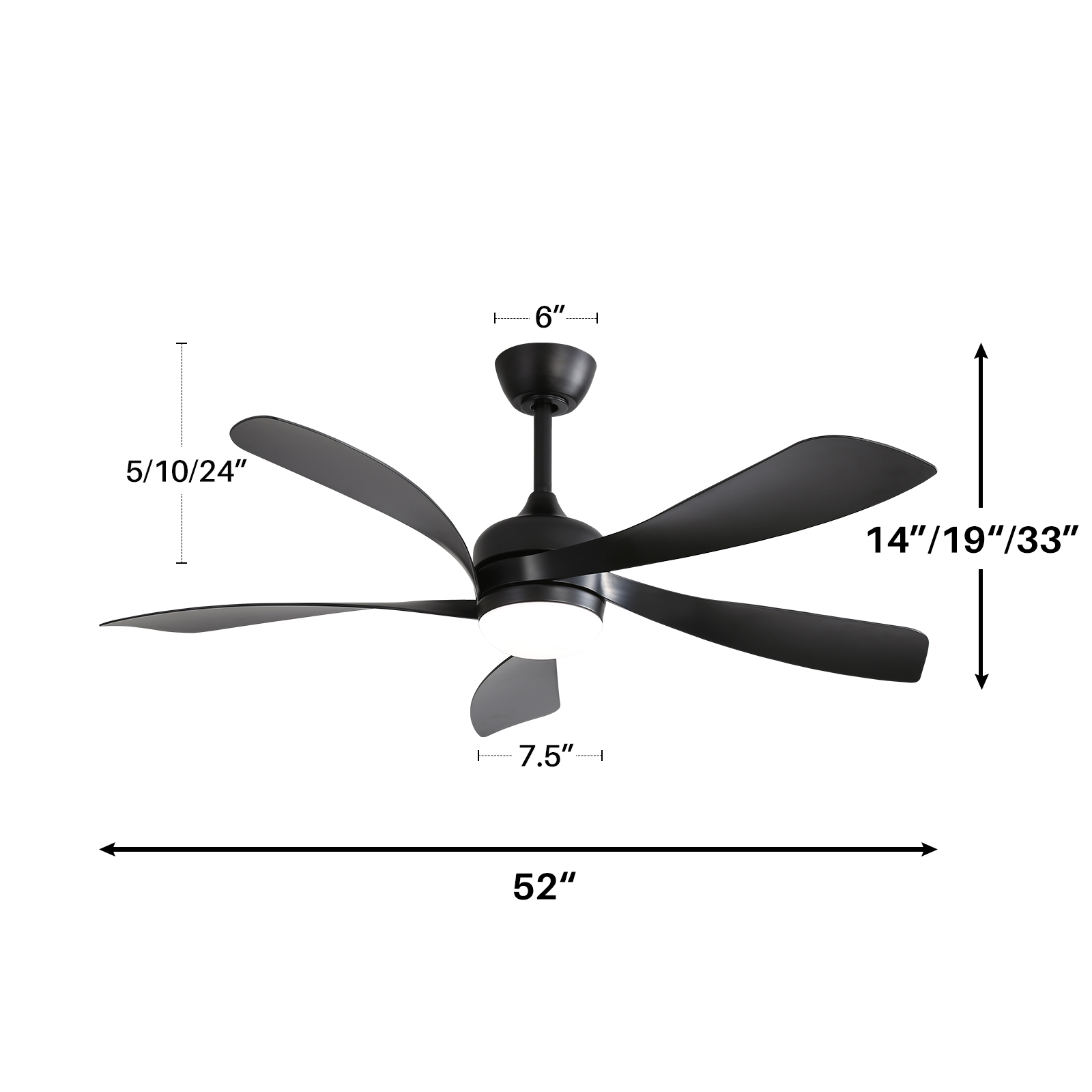 52-Inch Modern Ceiling Fan with LED Lights Smart Tuya Reversible DC Motor CE ETL Certified Remote Control Switch for Living Room