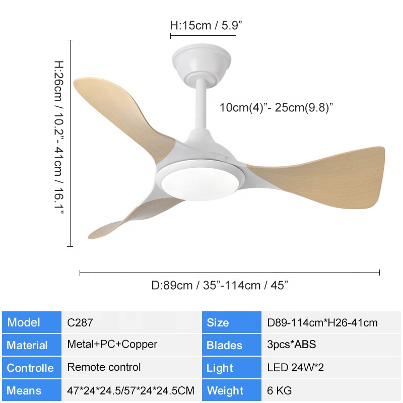 C287 35/45inch Ceiling Fan with Light or Without Light VENTILADOR FLY AGOTADO DC APP CONTROL Patent Payment
