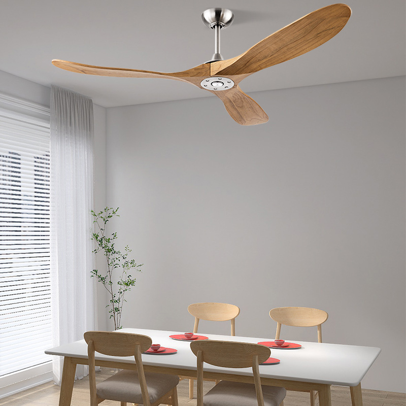 Modern Electric Outdoor Hotel Use Remote Wall Control Large Real Wooden Blade Ceiling Fan Without Light