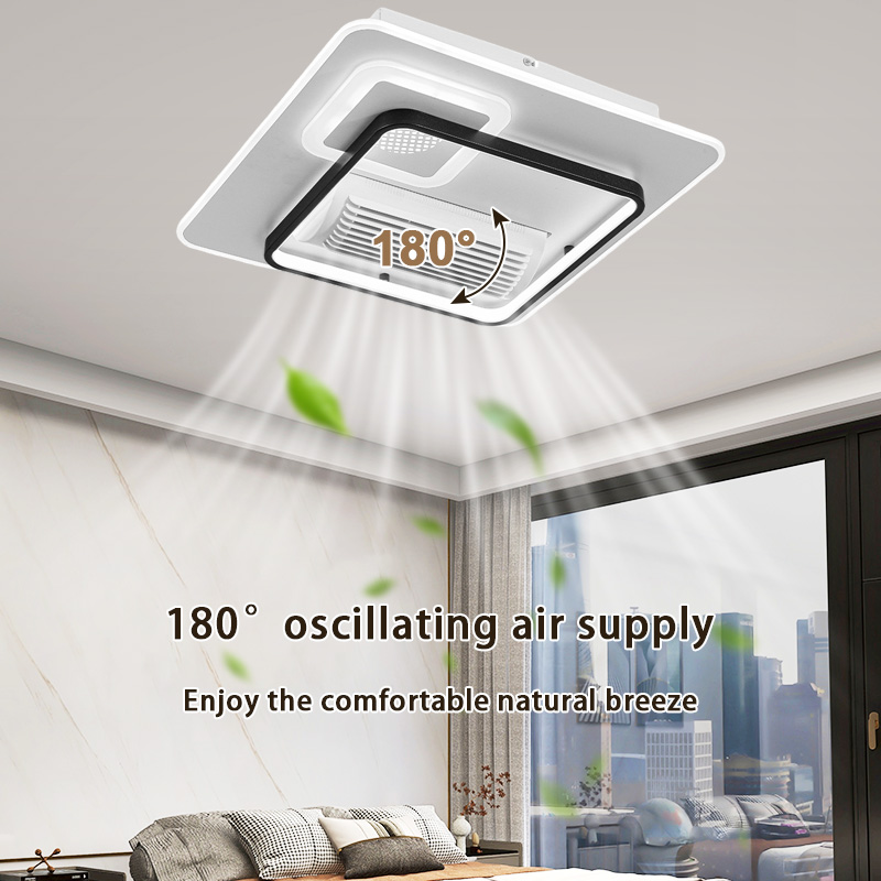 #5015S Contemporary DC Motor Smart Control 6-Speed Bladeless Ceiling Fan Remote Dimmable LED Light For Bedroom-Quiet Operation