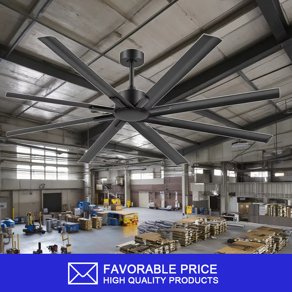 96 Inch Factory Workshop Warehouse 8 Aluminum Blade Large Ceiling Fan Without Light with Remote Control