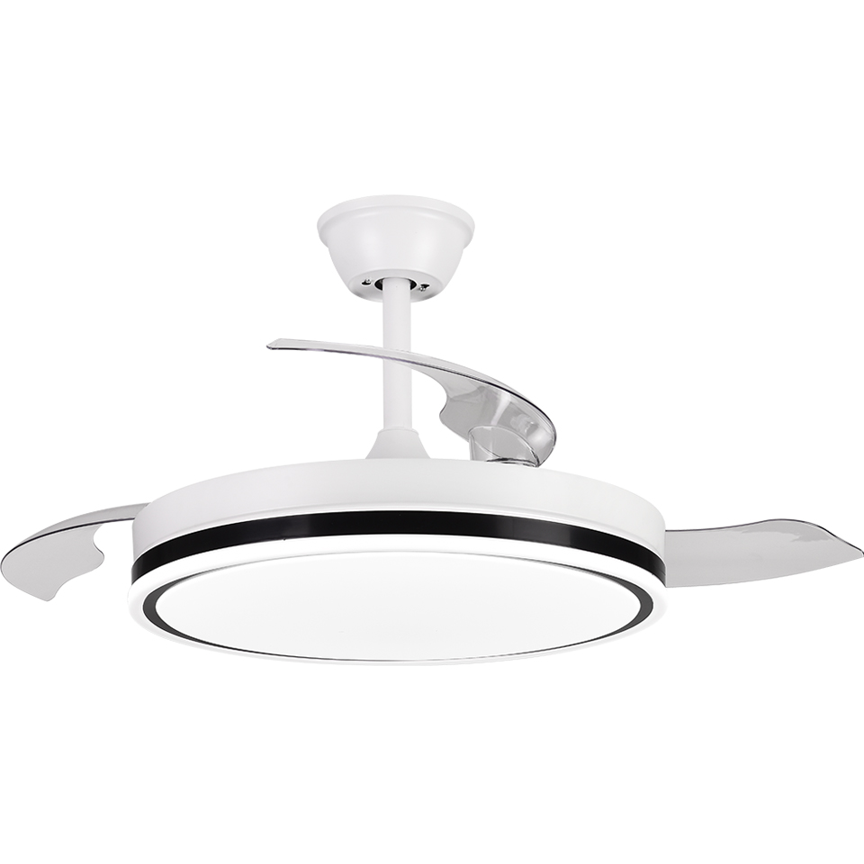 #2717 42-Inch 3 Blades Retractable Chandelier Fan DC Motor Modern Ceiling Fan With Light Remote Control For Home Hotel Office