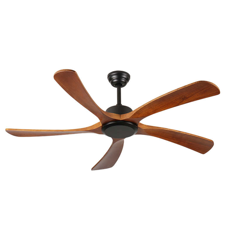 Solid Wood Ceiling Fan Without Lights Flush Mount Remote Control, Wood Blades Modern Outdoor Ceiling Fans No Light for Bedroom