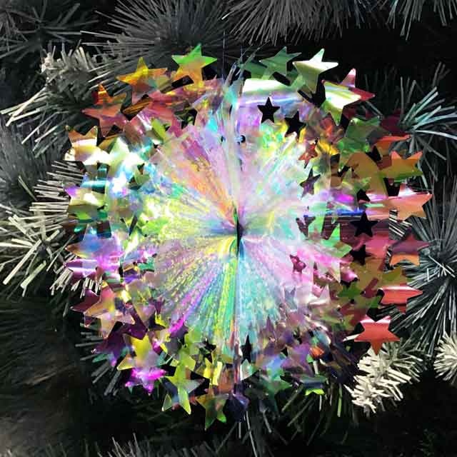 20cm Honeycomb Iridescent Film Snowflake Fan Indoor Ceiling Hanging Christmas Decorations