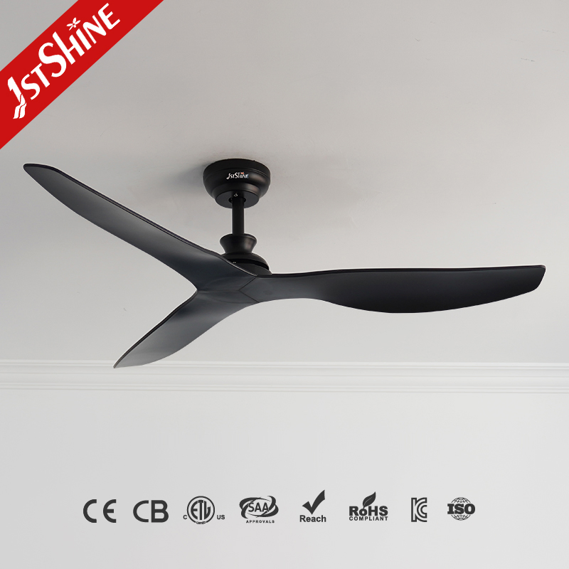 1stshine Ceiling Fan ABS Plastic Blades 52 Inches Black Ceiling Fan with APP and Remote Control