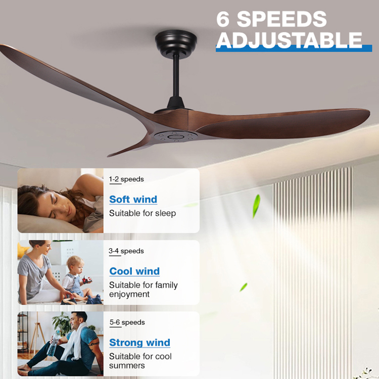 Easy Installation 60inch Super Quiet 3 Blades Indoor Dining Room Remote Control Ceiling Fan Without Light