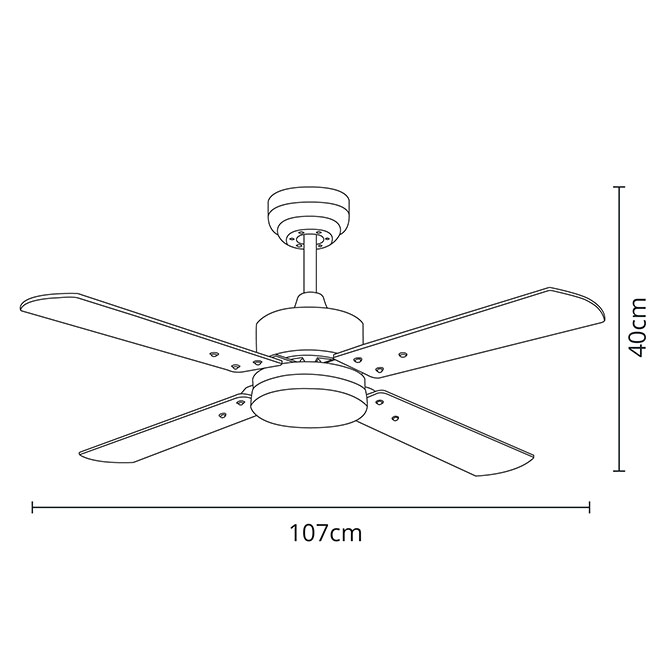 BEL AIR HOME - KENIA Ceiling Fan - DC Motor and Integrated 20W LED Light - 4 Reversible Blades - Remote Control and 6 Speeds - P