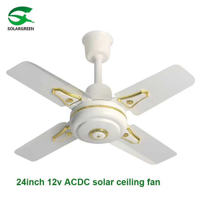 Strong Wind Acdc Flush Mount Solar Power Ceiling Fan 24 Inch