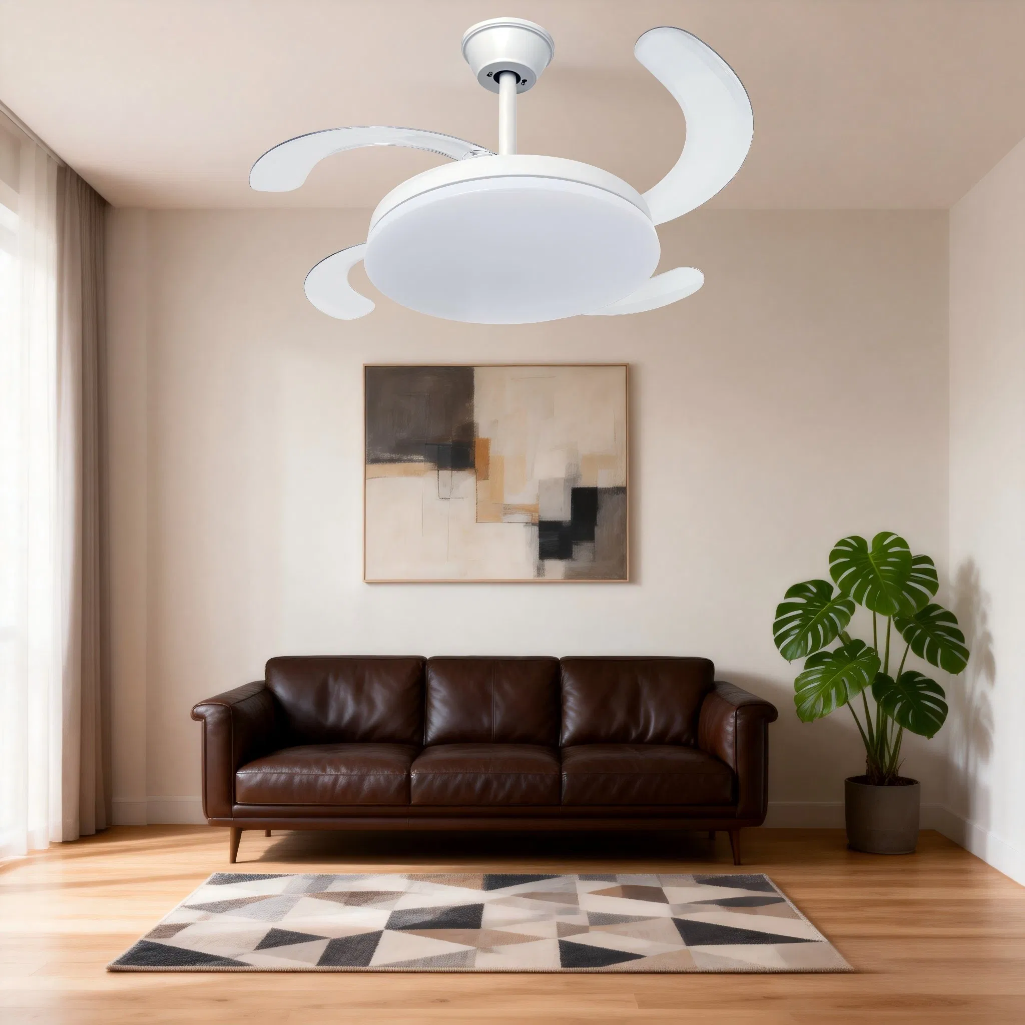Wholesale 48inch/Quiet/Digital/Remote/Control/Retractable Ceiling Cooling Fan Light/Low/Profile DC Motor Industrial Fan for/Household/and/Commercial