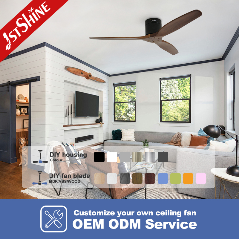 1stshine Ceiling Fan 52 Inches Wooden Blades Flush Design DC Motor Ceiling Fan With Remote Control