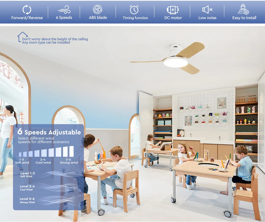 Plastic Ceiling Fan Light Low Profile Quiet LED Ceiling Fan with Light and Remote Control