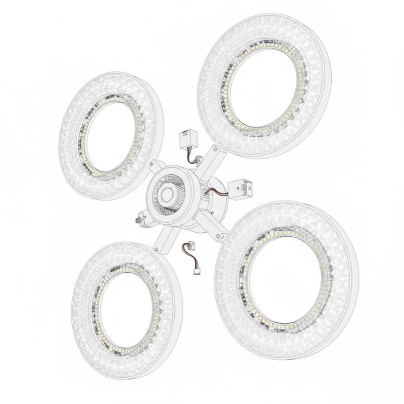 Modern Crystal Flush Mount Ceiling Fan with Quiet Dimmable LED Light