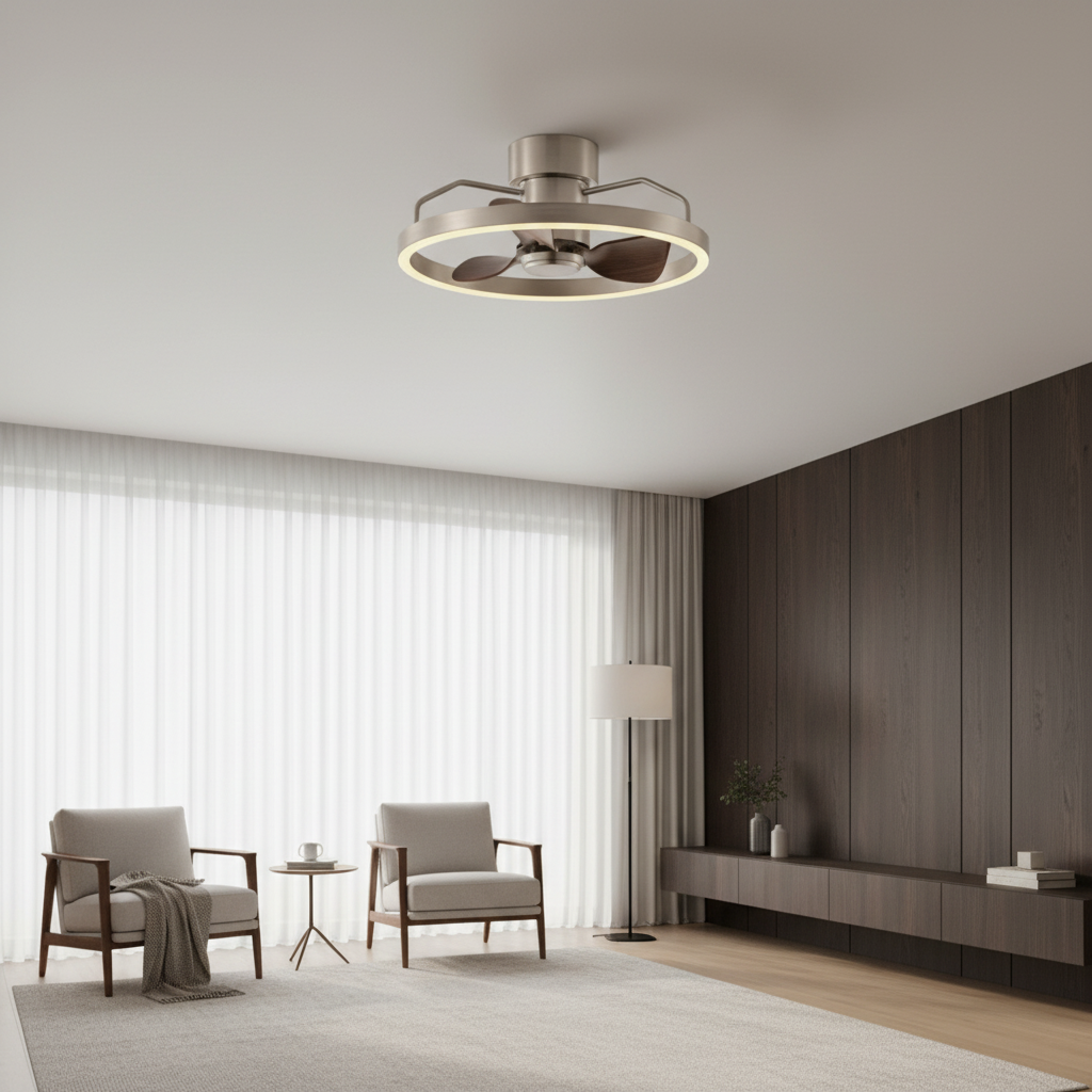1 Ceiling Fan New Interior Design Decorative Fan Light Hidden Blade Retracting Ceiling Fan with Led Lighting