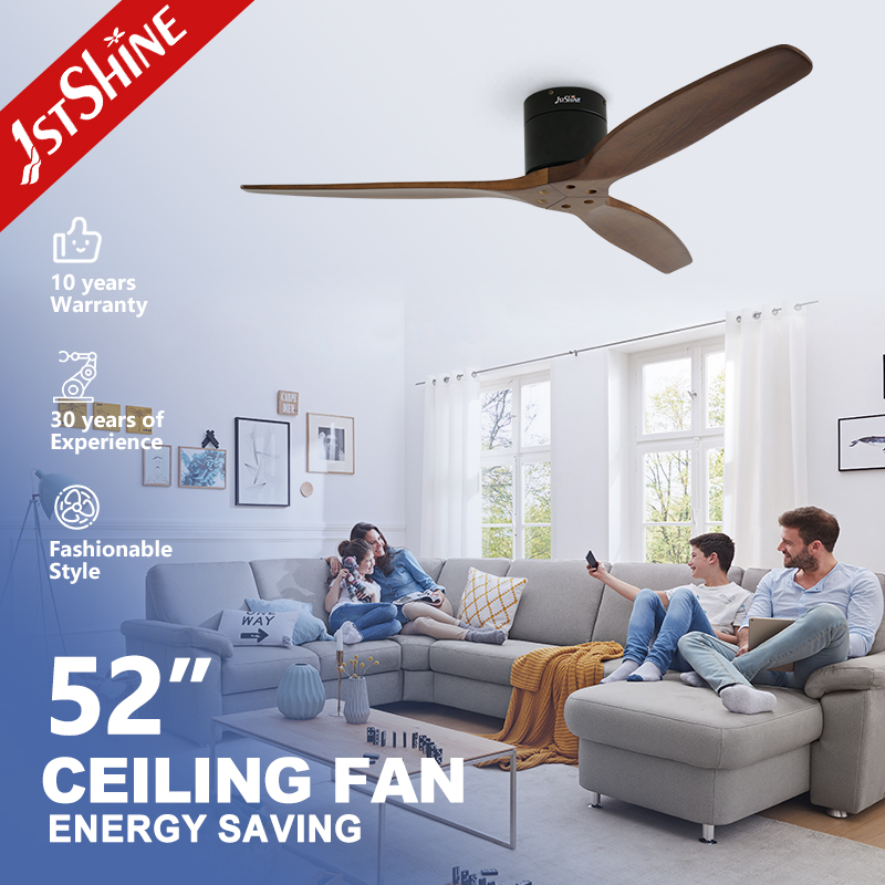 1stshine Ceiling Fan 52 Inches Wooden Blades Flush Design DC Motor Ceiling Fan With Remote Control