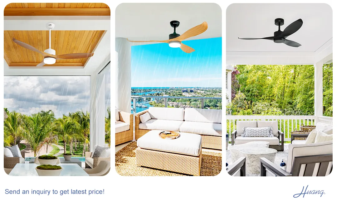 Ceiling Fan Waterproof IP65 Outdoor Smart Control Black Ceiling Fan With ABS Blades
