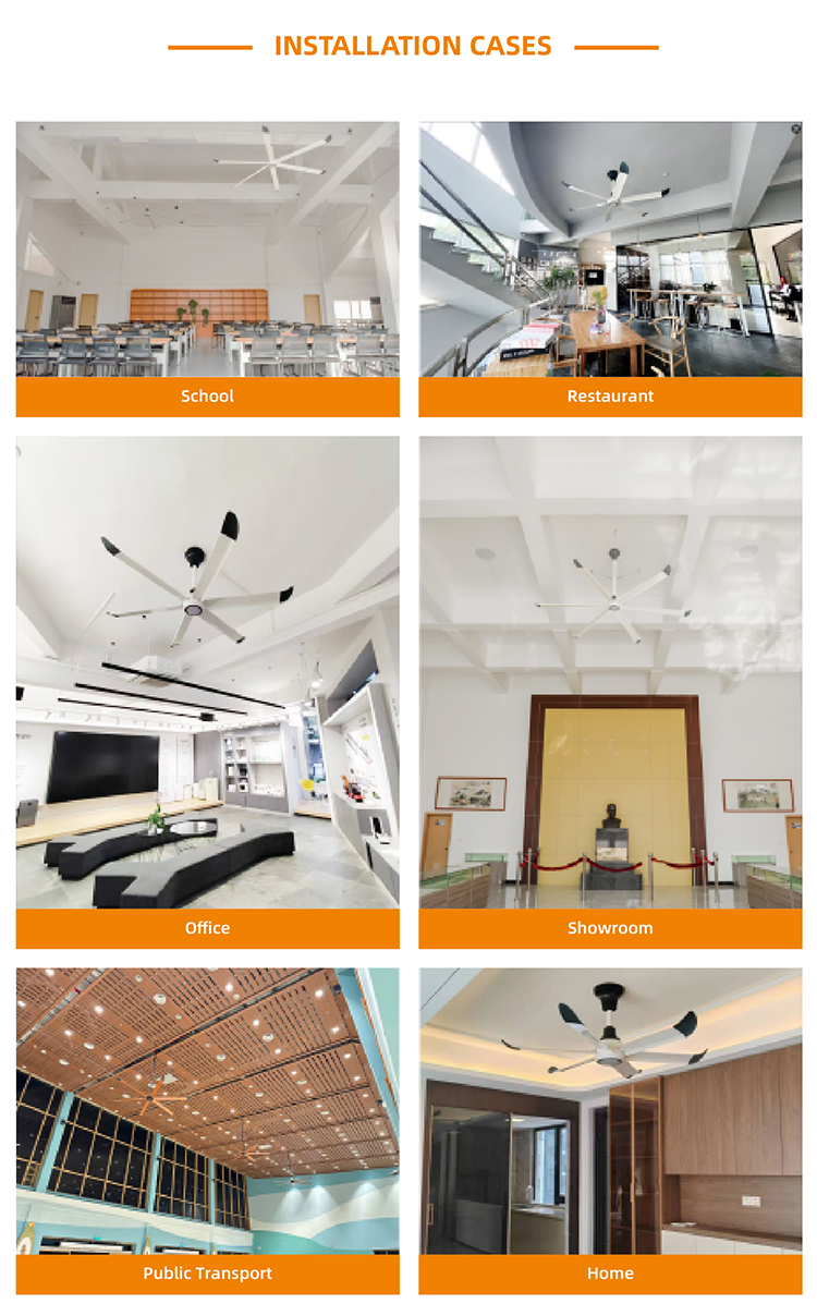 VFans Customizable Indoor Big Ceiling Fan with Light 1.5m-3m DC Motor HVLS Fan Energy Saving Noiseless Ventilator