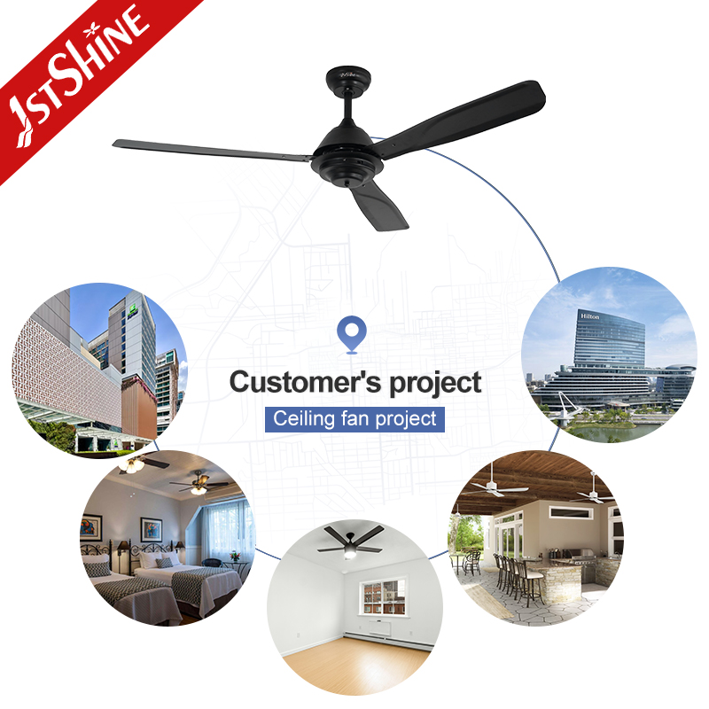 1stshine Ceiling Fan 6 Speeds High Quality Remote Control 3 Black Metal Blades Ceiling Fan