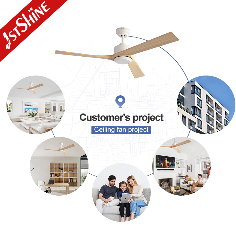 1stshine Ceiling Fan 52 Inches Wooden Blades Energy Saving Adjustable 6 Speeds Soft Wind Smart Ceiling Fan with Remote