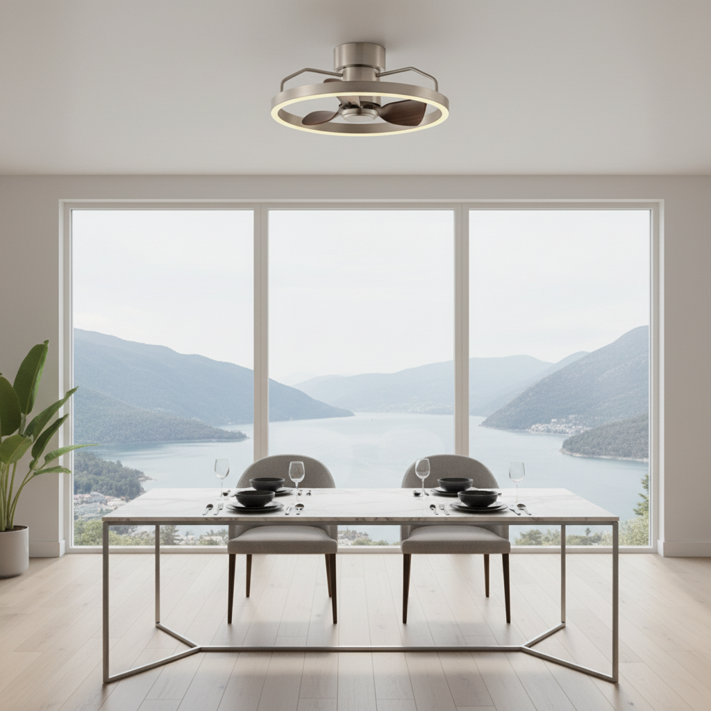 1 Ceiling Fan New Interior Design Decorative Fan Light Hidden Blade Retracting Ceiling Fan with Led Lighting