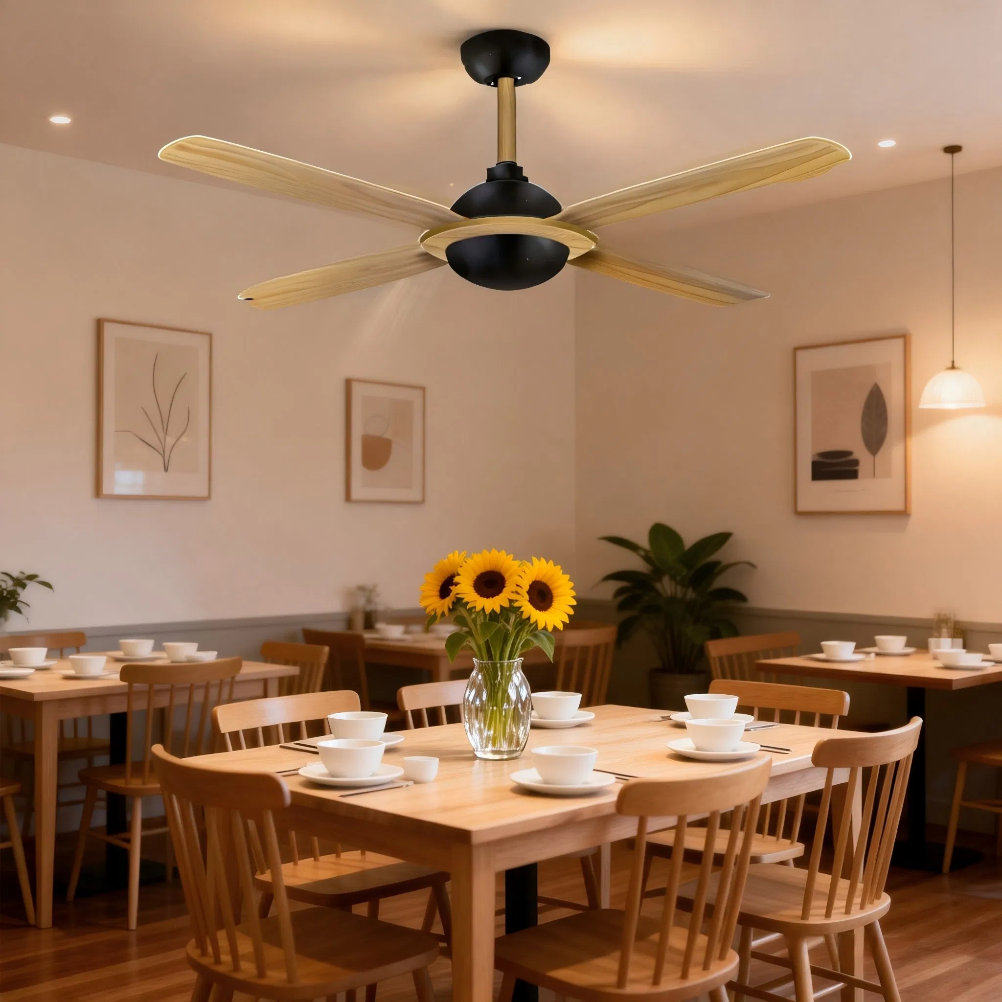 Commercial/Househole 4PCS/ABS/Blade Large/Air/Volume Powerful DC/Motor Remote/Control/Lightless Ceiling Cooling Fan