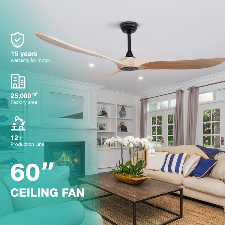 Easy Installation 60inch Super Quiet 3 Blades Indoor Dining Room Remote Control Ceiling Fan Without Light
