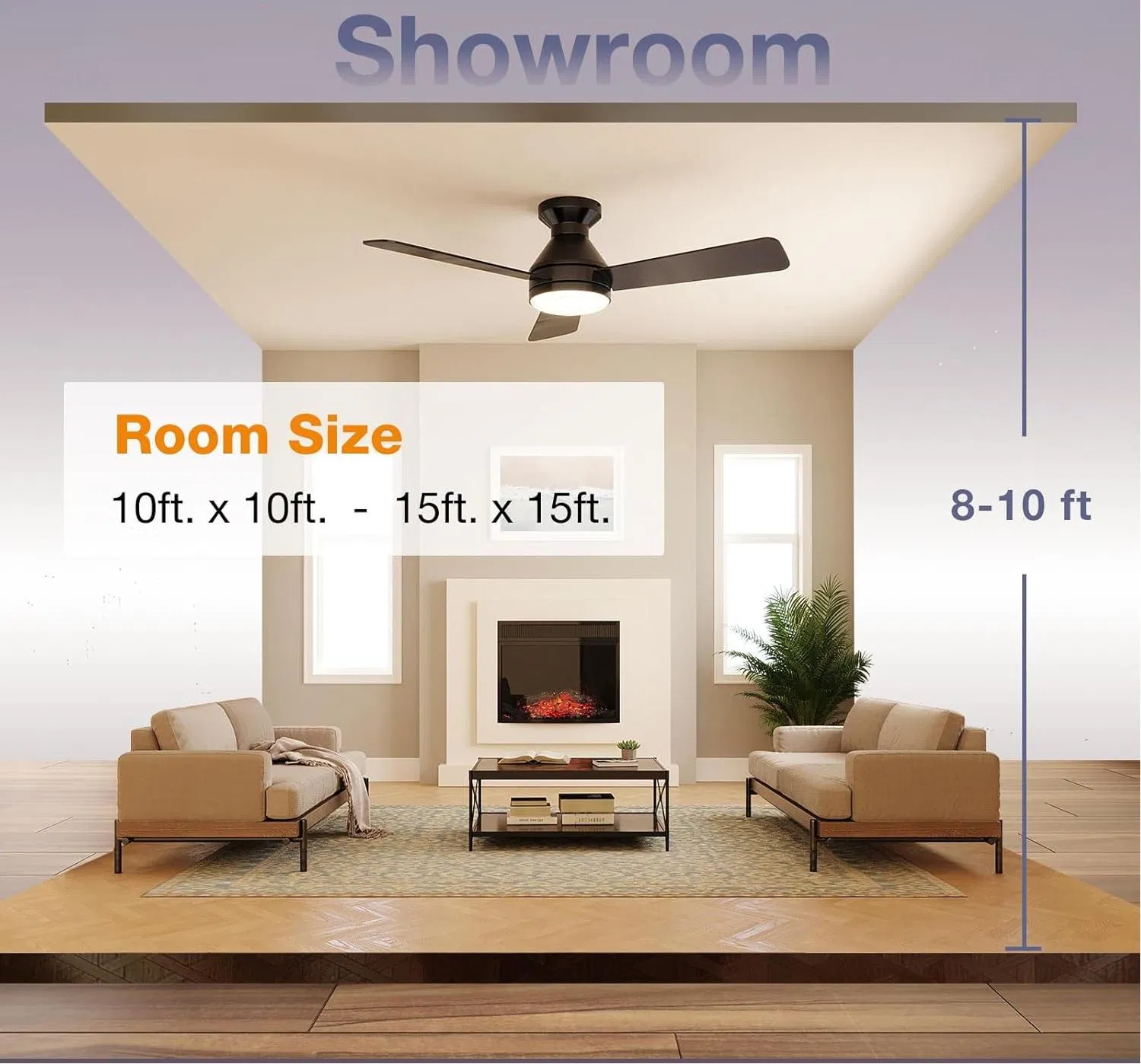 Ceiling Fans with Lights, 42 Inch Low Profile Ceiling Fan with Light and Remote Control, Flush Mount, Reversible, 3CCT, Dimmable, Noiseless, Black Ceiling Fan