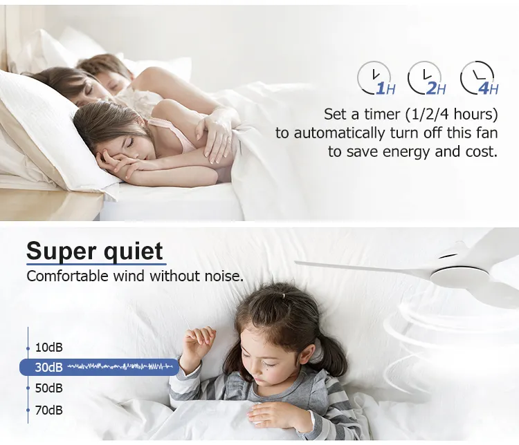 Ceiling Fan Home 52 Inches Plastic Blades White Color Smart Remote Control DC Ceiling Fan