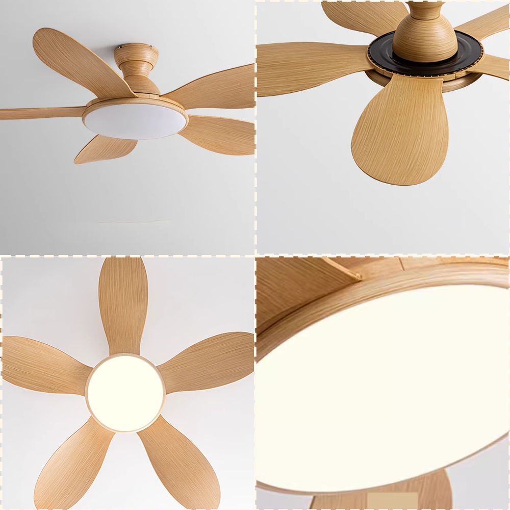 Modern Household Ceiling Fan Chandelier 5 Blades DC Motor Integrated ABS Blades LED Light Source Noiseless for Living Room