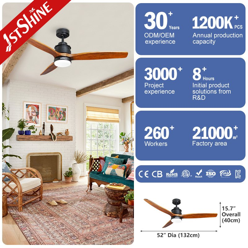 1stshine Energy Efficient DC Motor Ceiling Fan with Elegant Wood Blades