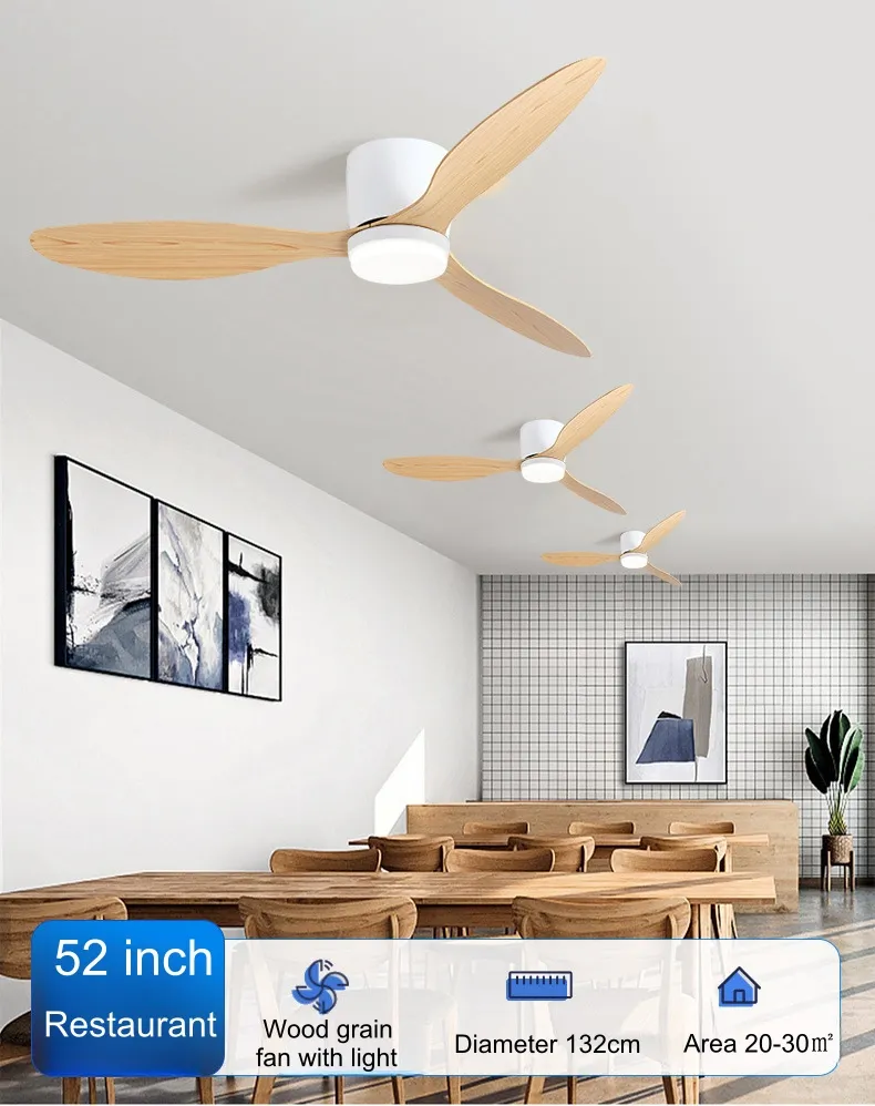 52 Inch Ceiling Fans with Lights Remote Control Modern Low Profile Ceiling Fan
