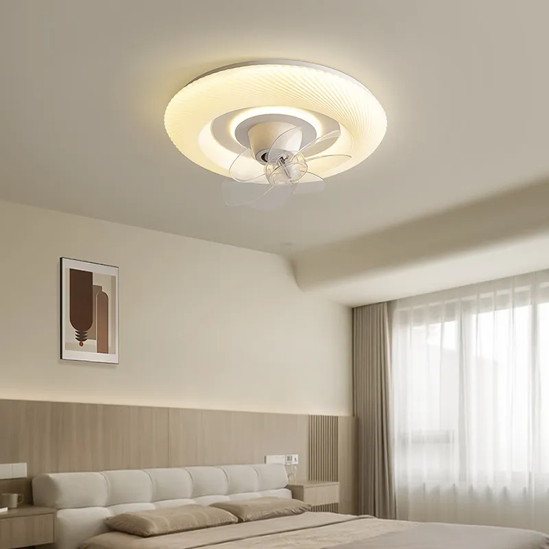 Modern LED Flush Mount Ceiling Fan with Smart Control Dimensions
