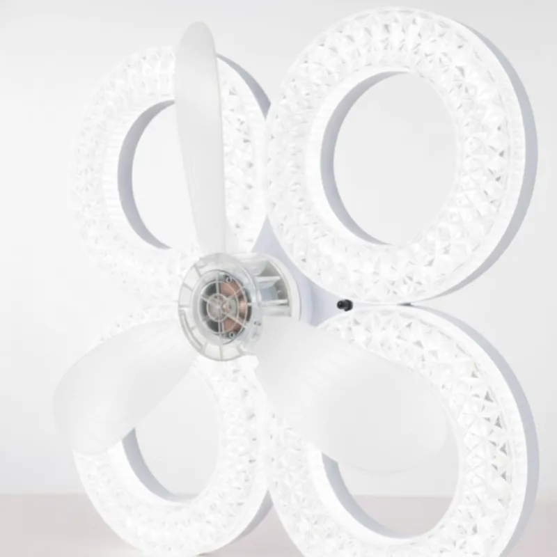 Modern Crystal Flush Mount Ceiling Fan with Quiet Dimmable LED Light