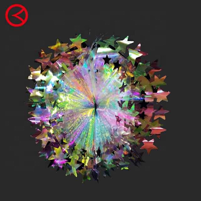 20cm Honeycomb Iridescent Film Snowflake Fan Indoor Ceiling Hanging Christmas Decorations