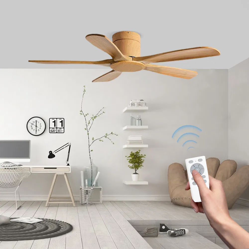 Quiet Operation 56 Inch Solid Wood Ceiling Fan No Light No Lamp Without Flush Mount