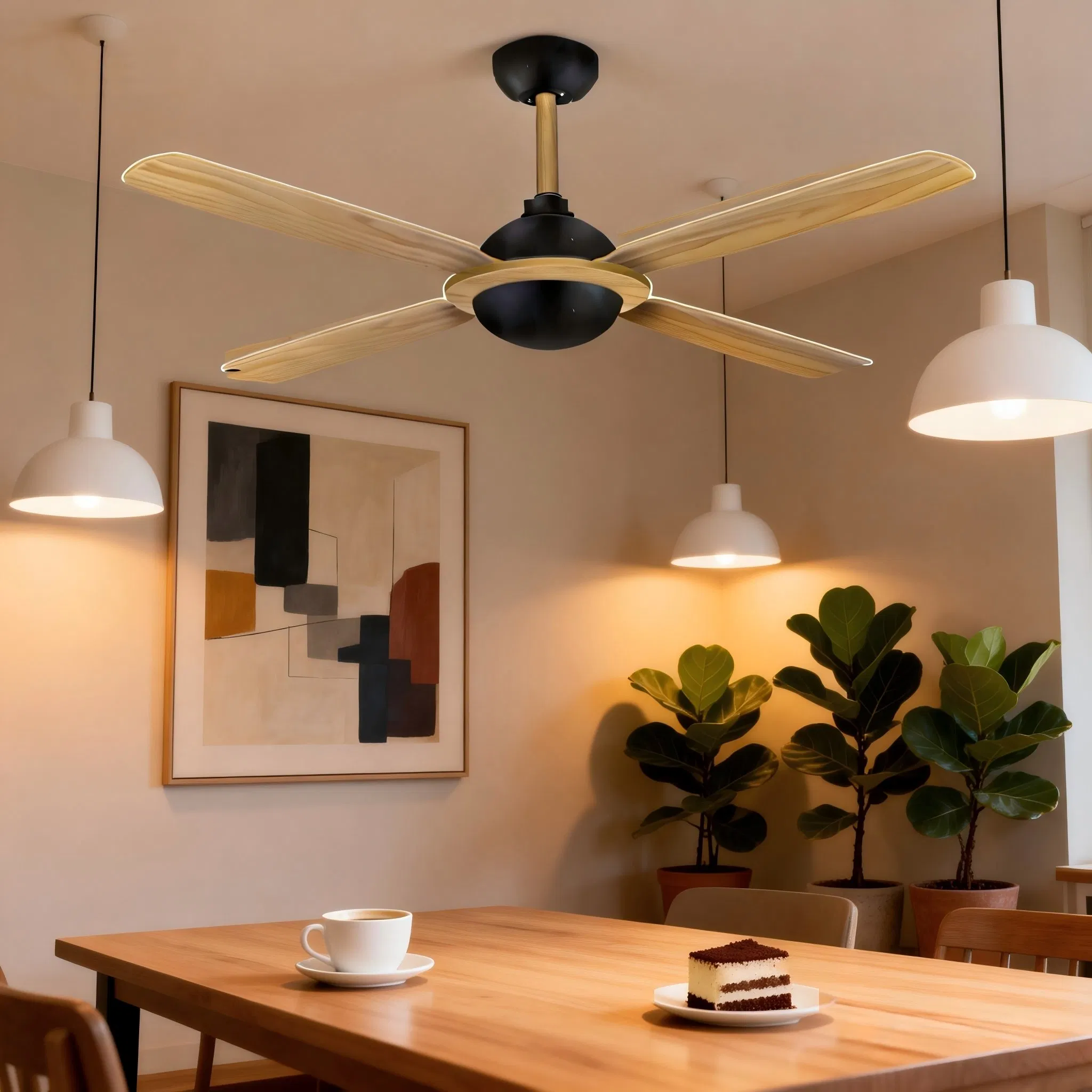 Commercial/Househole 4PCS/ABS/Blade Large/Air/Volume Powerful DC/Motor Remote/Control/Lightless Ceiling Cooling Fan