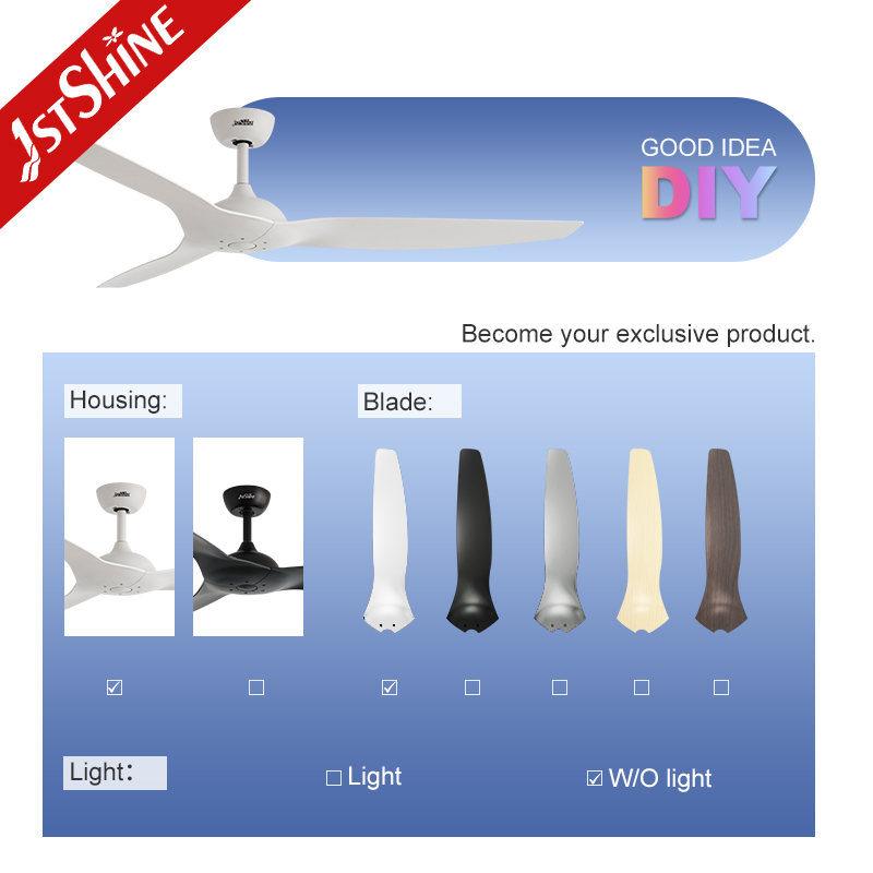 1stshine 60 Inch Large Ceiling Fan DC Motor Ultra Quiet ABS Blades Remote Control Modern Home Living Room