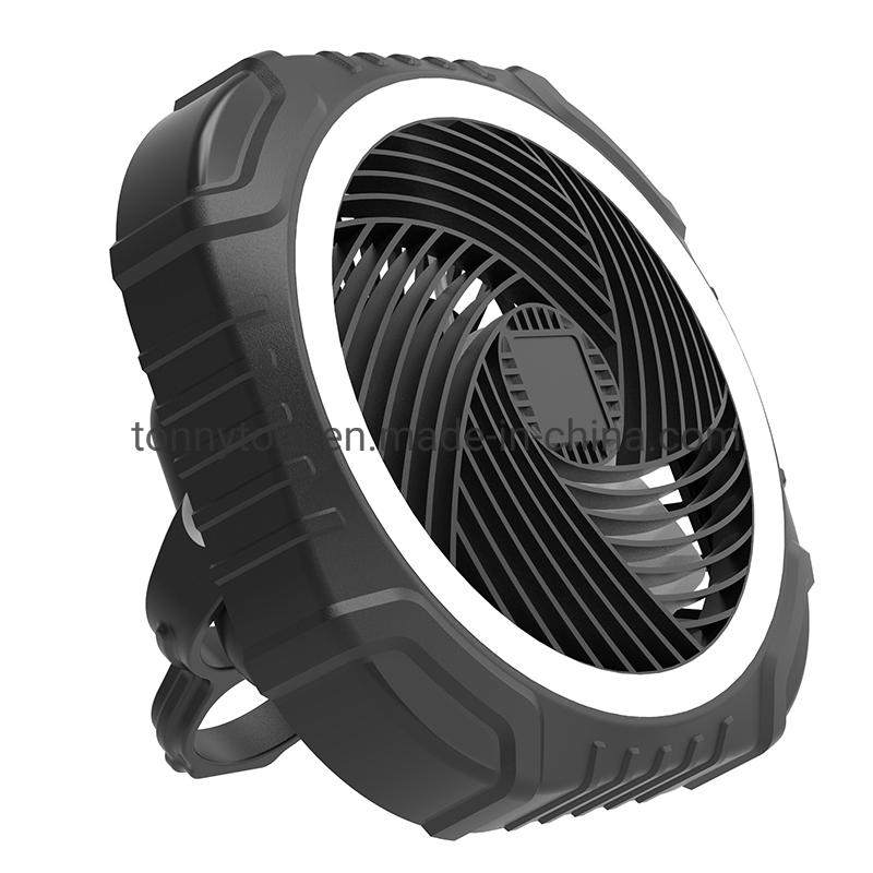 Rechargeable Mini Table Ceiling Outdoor Battery Powered Hanging Fan for Traveling Camping Tent with LED Light