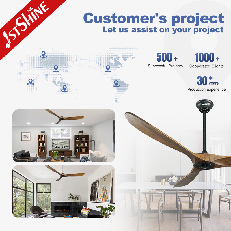 1stshine Decorative 60 Inches Cieling Fan 230V Wood Blades Cele Fan DC BLDC Remote Control Ceiling Fans