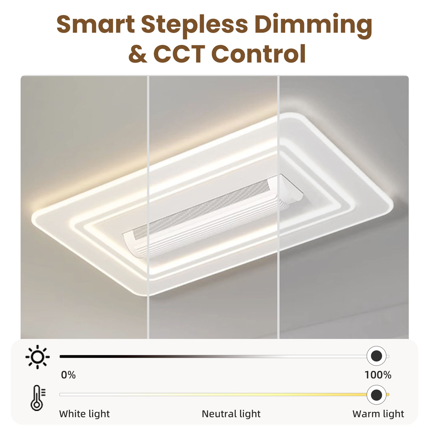 Smart LED Ceiling Fan Light Dimmable Acrylic Enclosed Bladeless Flush Mount Fan With Remote 3000-6500K For Indoor