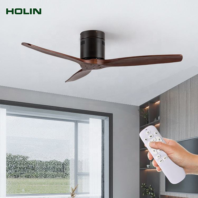 Tuya Control Modern Simple Wooden Ceiling Fan Without Lamp Fan Bedroom Fashion Decorate With Solid Wood 52 Inch Ceiling Fans