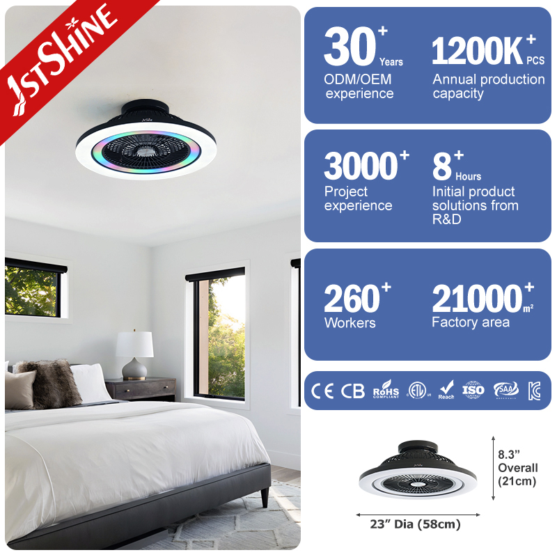 1stshine Led Ceiling Fan Fancy 23 Inches RGB Lighting Party Indoor Ceiling Fan With LED Light