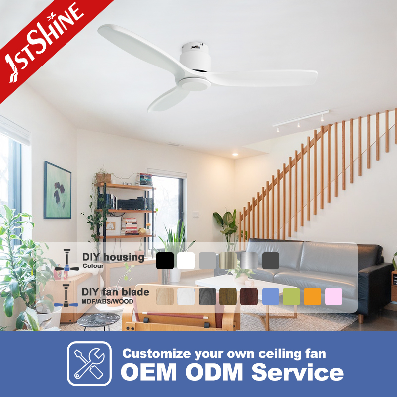 1stshine Minimalist Flush Mount Modern Latest Designer DC Solid Wood Metal 3 Blades Ceiling Fan