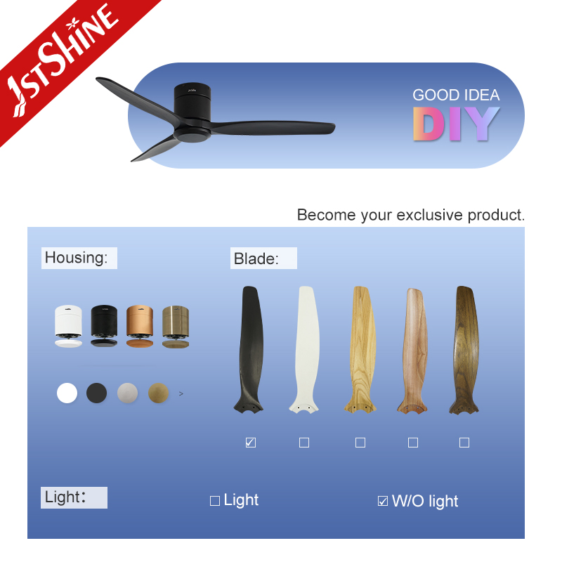 1stshine Ceiling Fan 52" Walnut Blades Matte Finish Flush Mount Design 6-Speed Remote Control Premium Wood Ceiling Fan