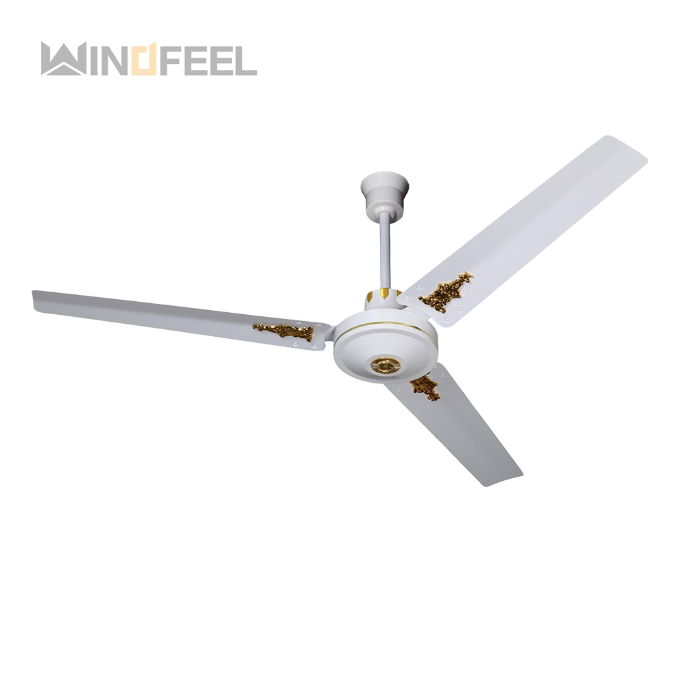 Mechanical Remote Control 3 Metal Blade Brown White Color Modern aluminium ceiling fan without lights