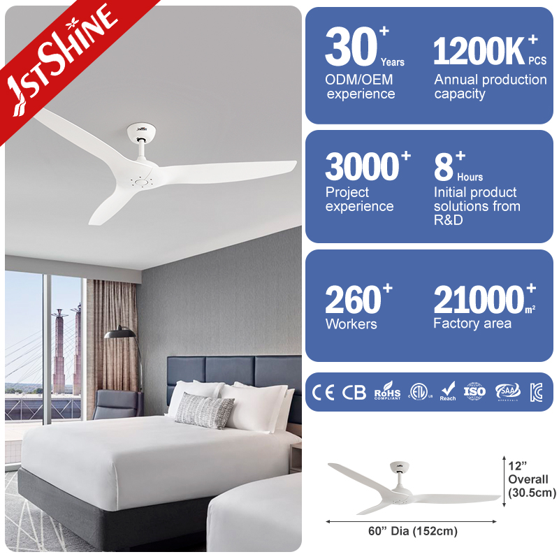 1stshine 60 Inch Large Ceiling Fan DC Motor Ultra Quiet ABS Blades Remote Control Modern Home Living Room
