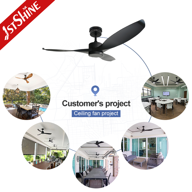 1stshine Ceiling Fan Waterproof IP65 Outdoor Smart Control Black Ceiling Fan Wth ABS Blades