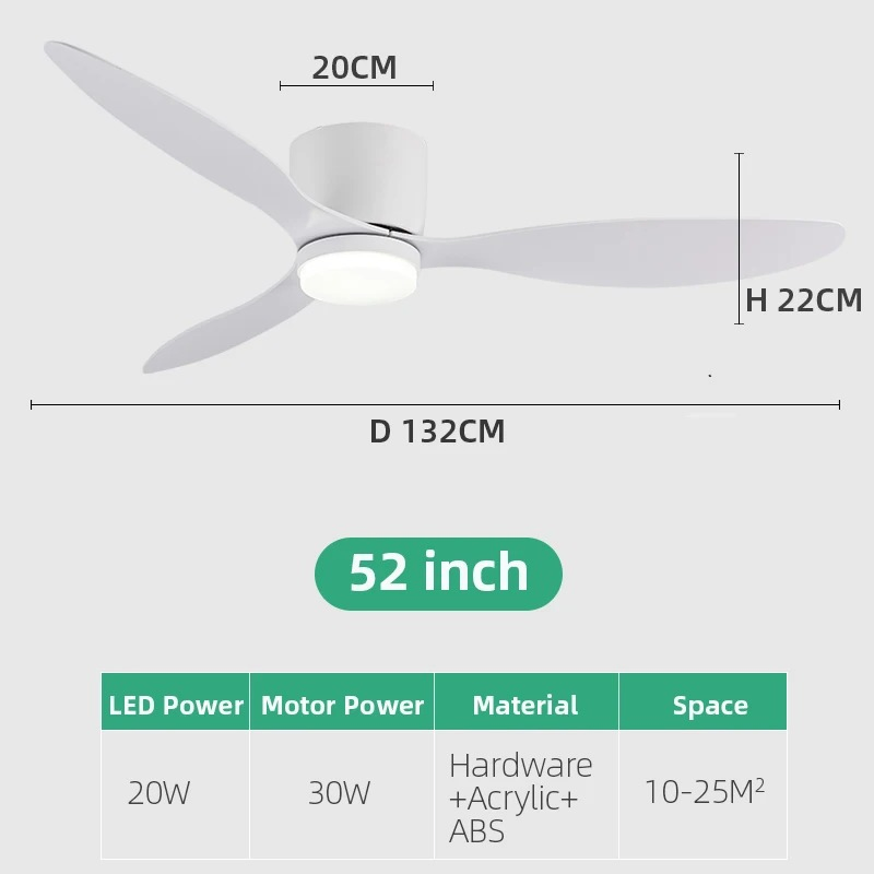 Modern European Luxury Ceiling Fan with Genuine Wood Blades - for Living Rooms &amp; Outdoor Patios, Authentic Wood, Quiet