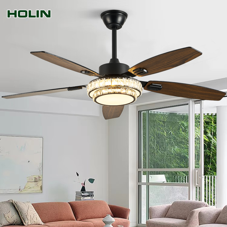 Splint Blade 52 Inch Variable Frequency Fan Light 5 Blades 45w Dc Intelligent Remote Control Ceiling Fan With Light Home